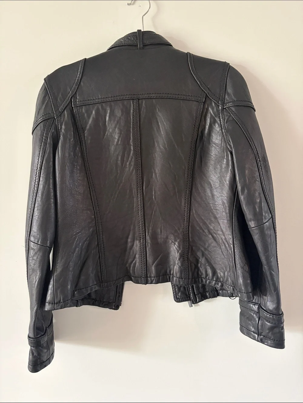 KORS Michael Kors Black Leather Zip Front Jacket